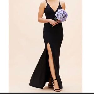 Dress the Population Deep V-Back Side Slit Iris Maxi Dress Black Size XXL